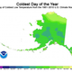 Image for article titled A Map Showing When It's Likely To Be Coldest Where You Live